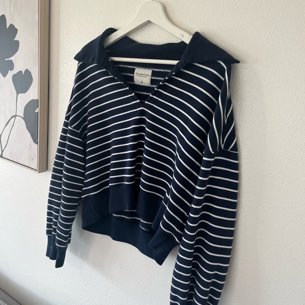 Abercrombie Kids Navy and White Striped Top - Picture 2 of 6